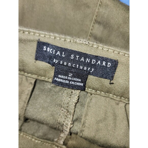 Social Standards Pants Womens Sz 2 Army Green Logan Utility Zipper Ankle - Picture 10 of 12